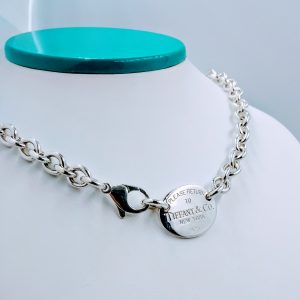 Tiffany & Co. - 925 Sterling Silver Please Return To Tiffany & Co. Oval Tag  Choker Necklace 17.5