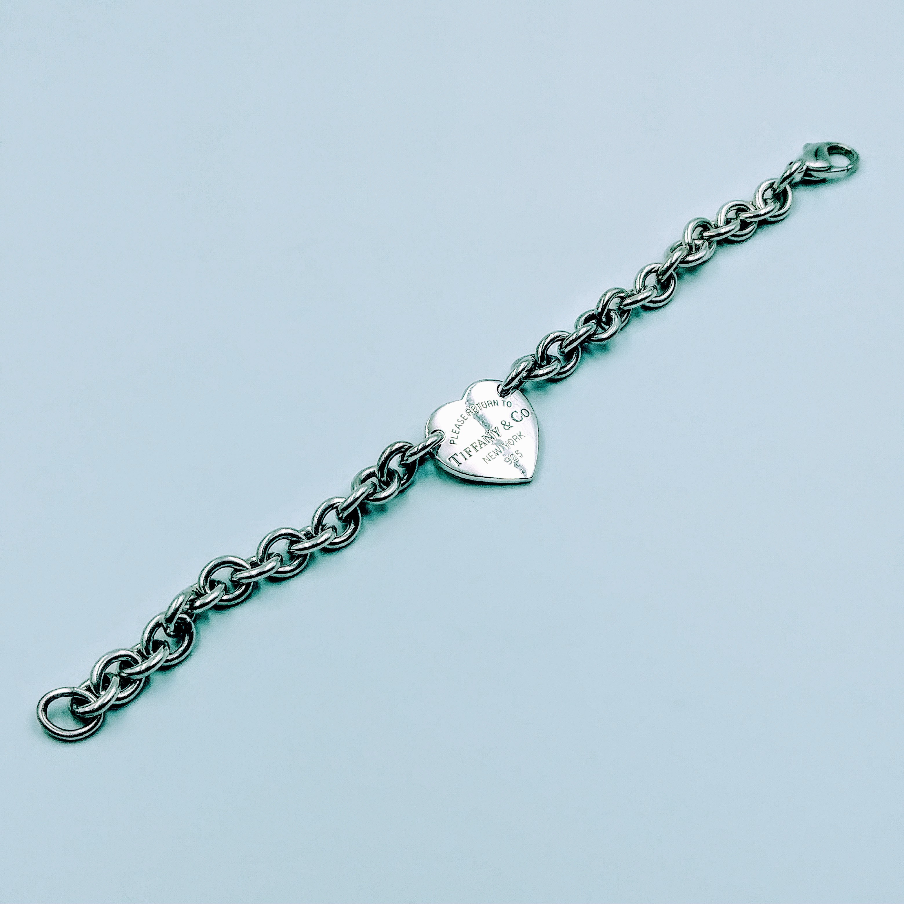 s381 Tiffany & Co.Heart Tag Charm Link Bracelet 7