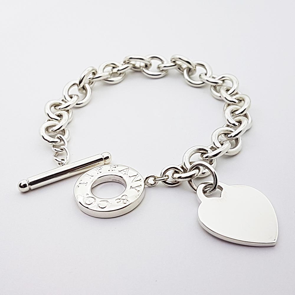 Sterling Silver Heart Toggle Bracelet 7.25 - Waller & Company Jewelers