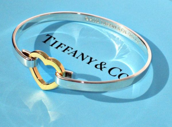 Tiffany & Co. 18k Gold Sterling Silver Heart Bracelet 7.5