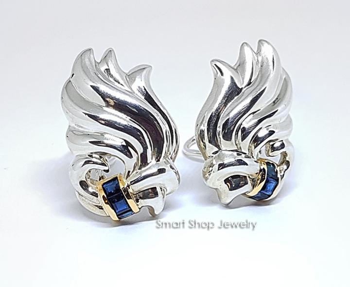 Tiffany & Co. Unique From 1950's Sterling Silver & 14 Karat Gold With  Genuine Sapphires Clip Earrings ⋆ SmartShop Jewelry