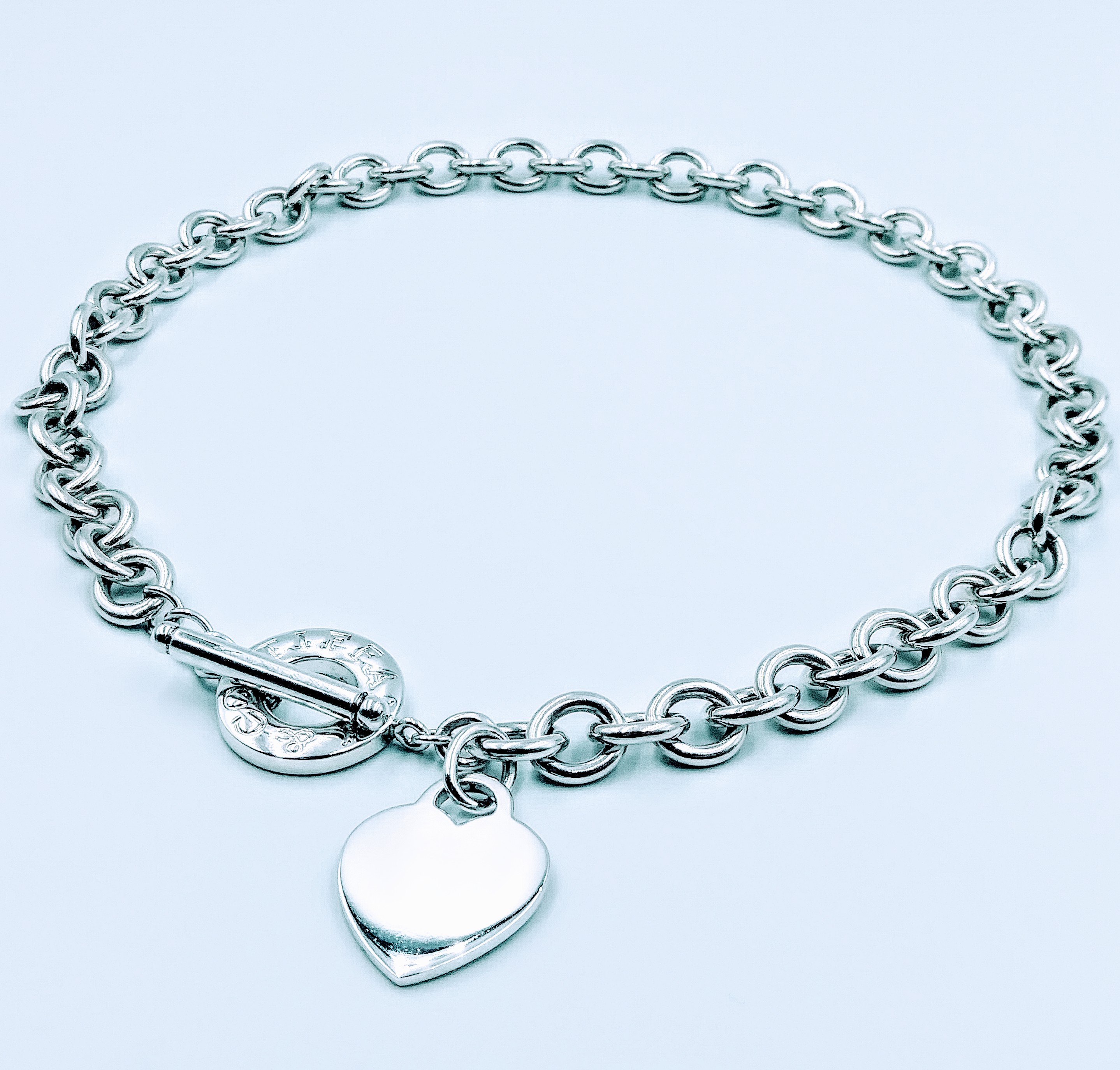 Tiffany And Co 925 Sterling Silver Heart Charm Toggle Necklace 16 ⋆ Smartshop Jewelry