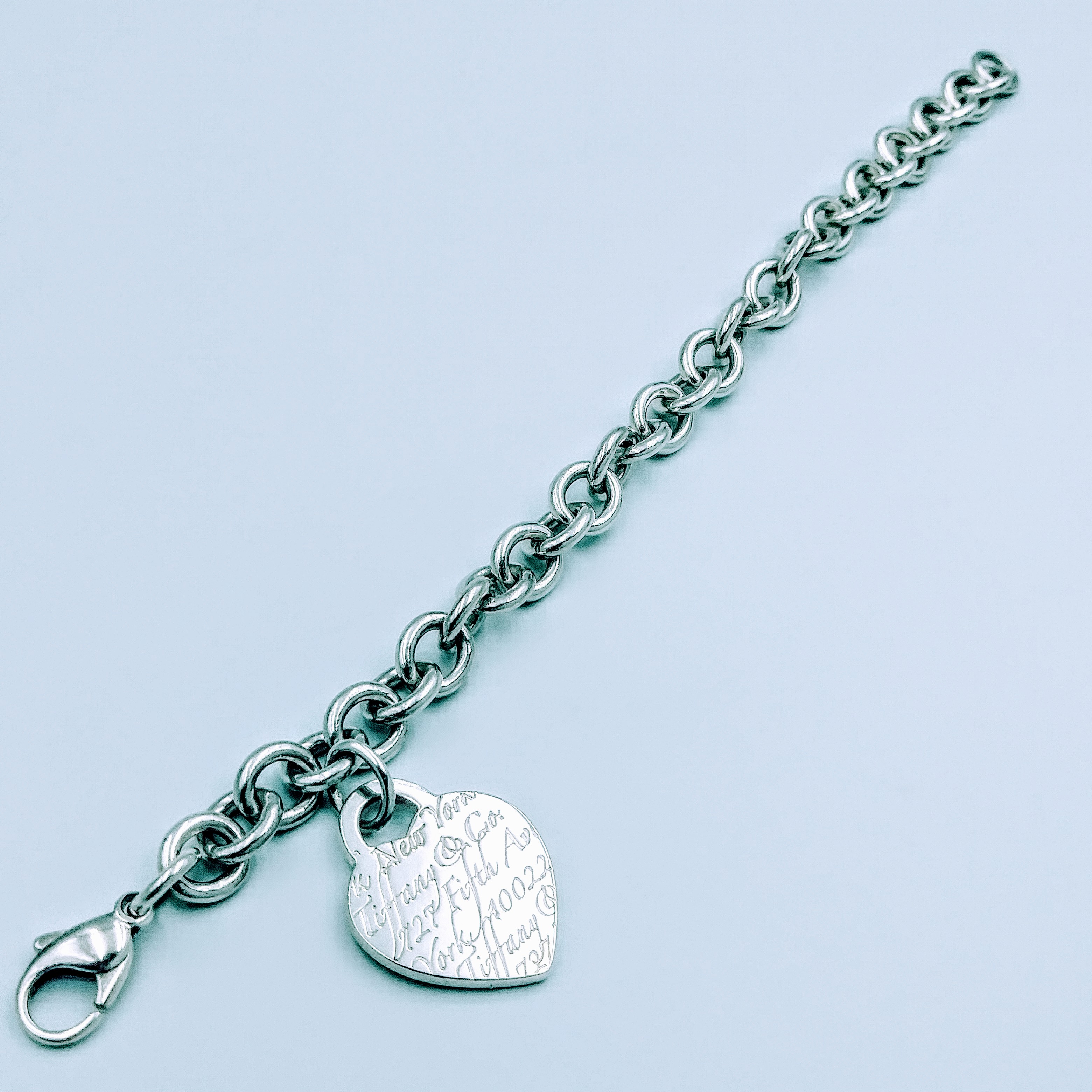 Tiffany & Co 5th Avenue New York Notes Heart Charm Bracelet 8