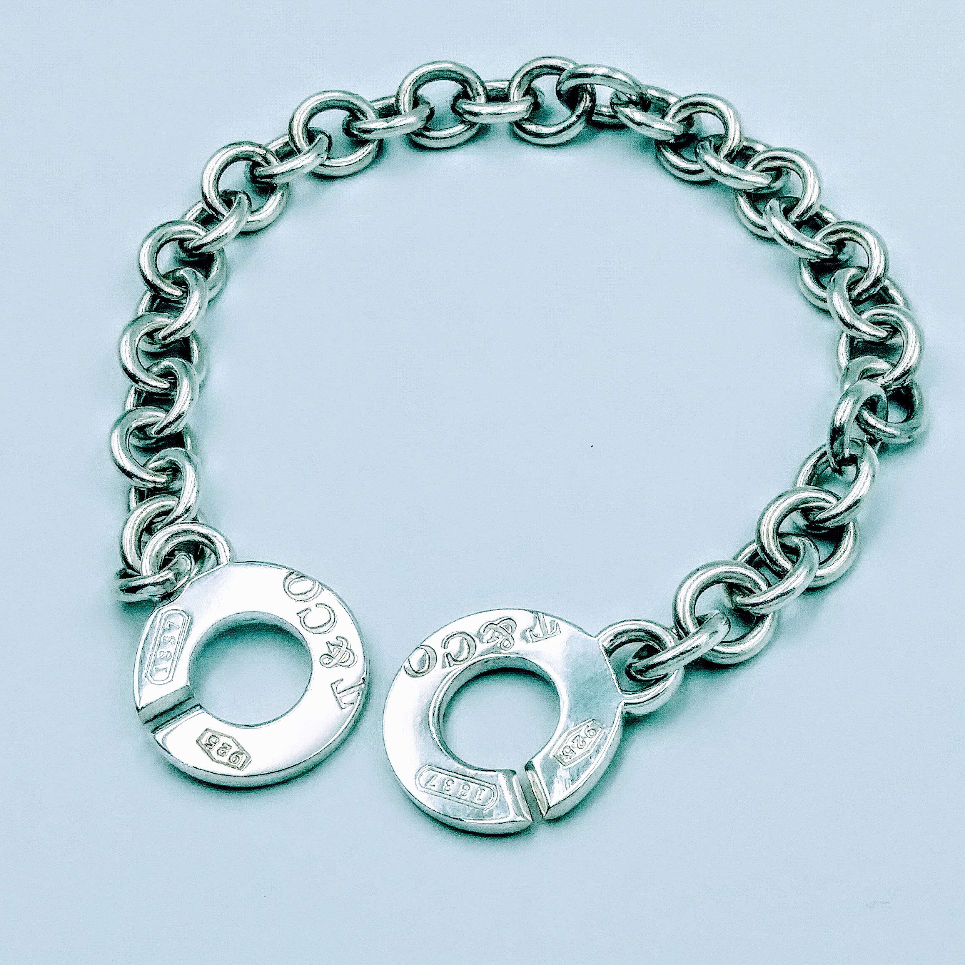 TIFFANY & CO. Silver 1837 Circle Disc Link Italy Bracelet, full UK  Hallmarks £447.99 - PicClick UK